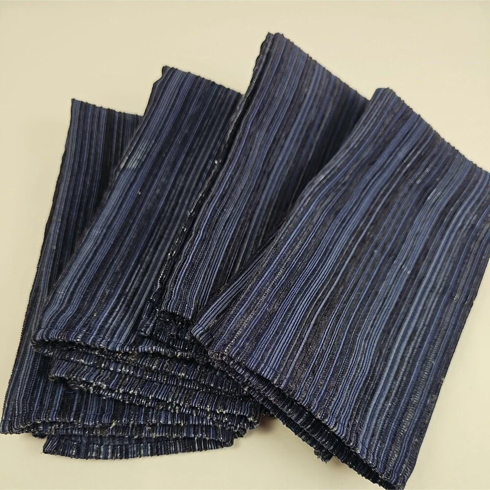 Trendex Home Set of 4 Woven Napkins Blue Silver Metallic 17x17